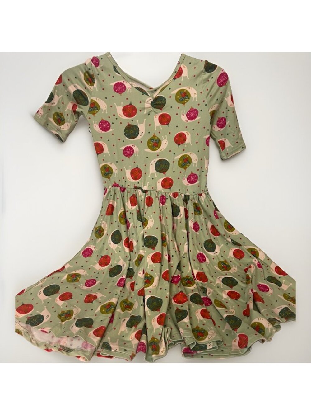 Dot Dot Smile Girls Size 8/10 Christmas Snail Green Dress NICE Cute!!      Ii